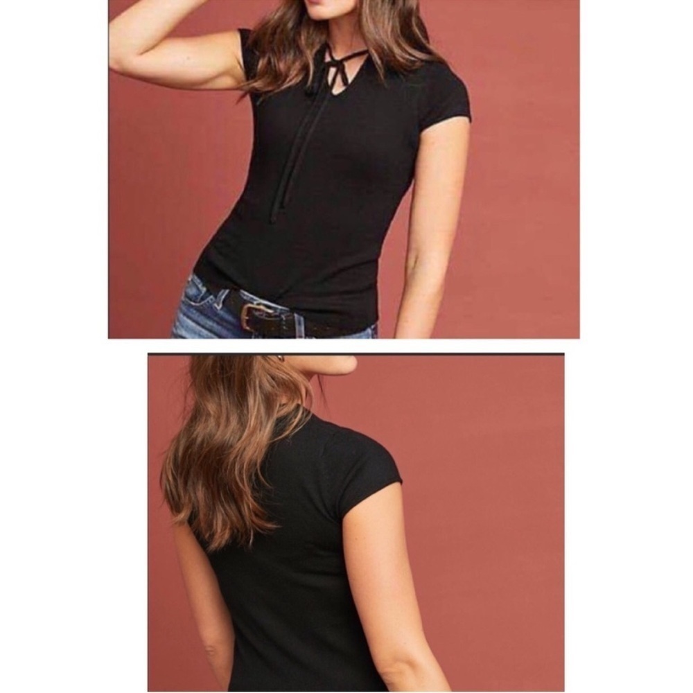 Ladies ETT:TWA by Anthropologie Black Short Sleeve Sweater Size Small